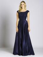 Lara Dresses - 33495 Beaded Scoop Neck And Cap Sleeves Evening Gown