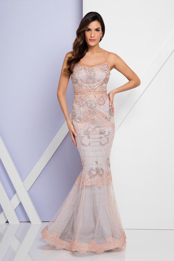 Terani Couture - 1721gl4430 Embellished Scoop Neck Trumpet Dress