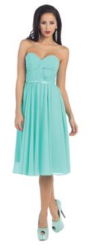 May Queen - Mq1161 Tea Length Strapless Twisted Front Dress