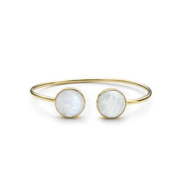 Margaret Elizabeth - Faceted 2 Stone Bangle Moonstone