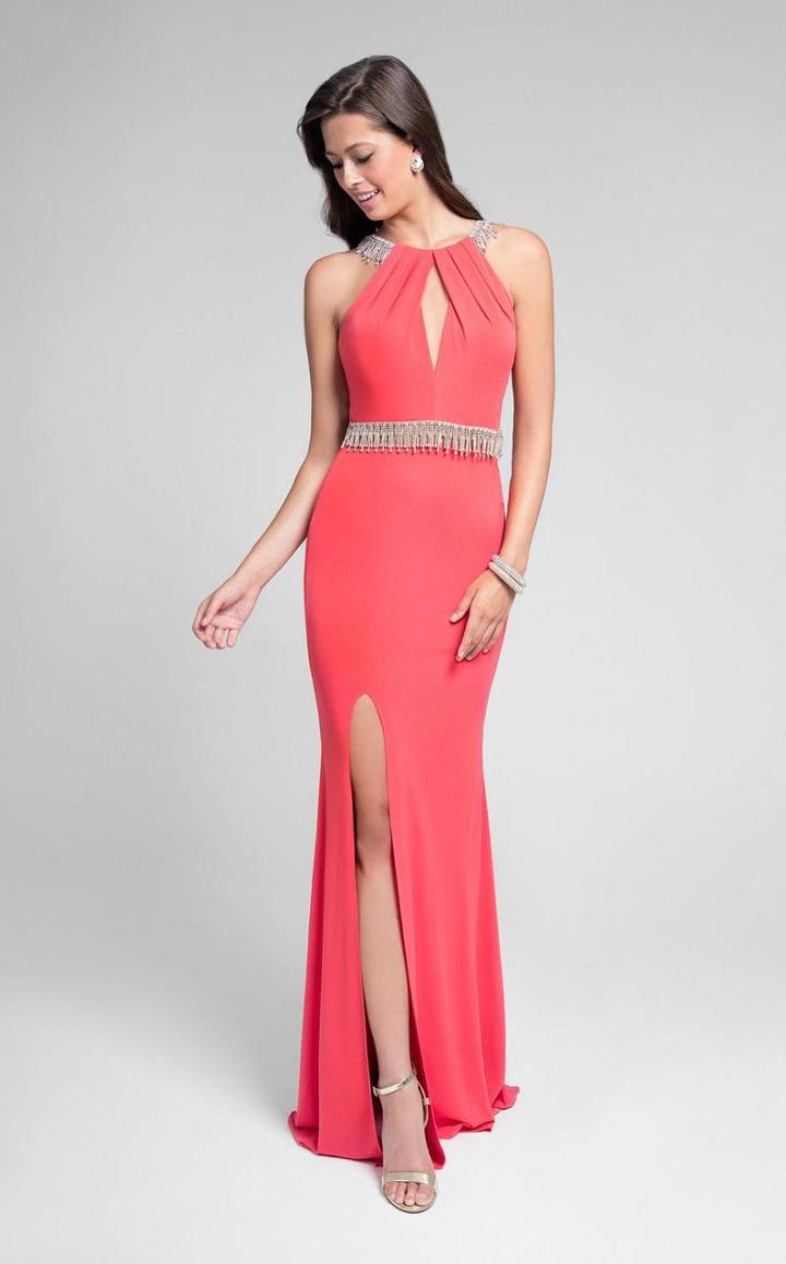 Terani Couture - Beaded Halter Jersey Gown 1715p2992