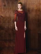 Marsoni By Colors - M209 Lace Bateau Neck Sheath Dress