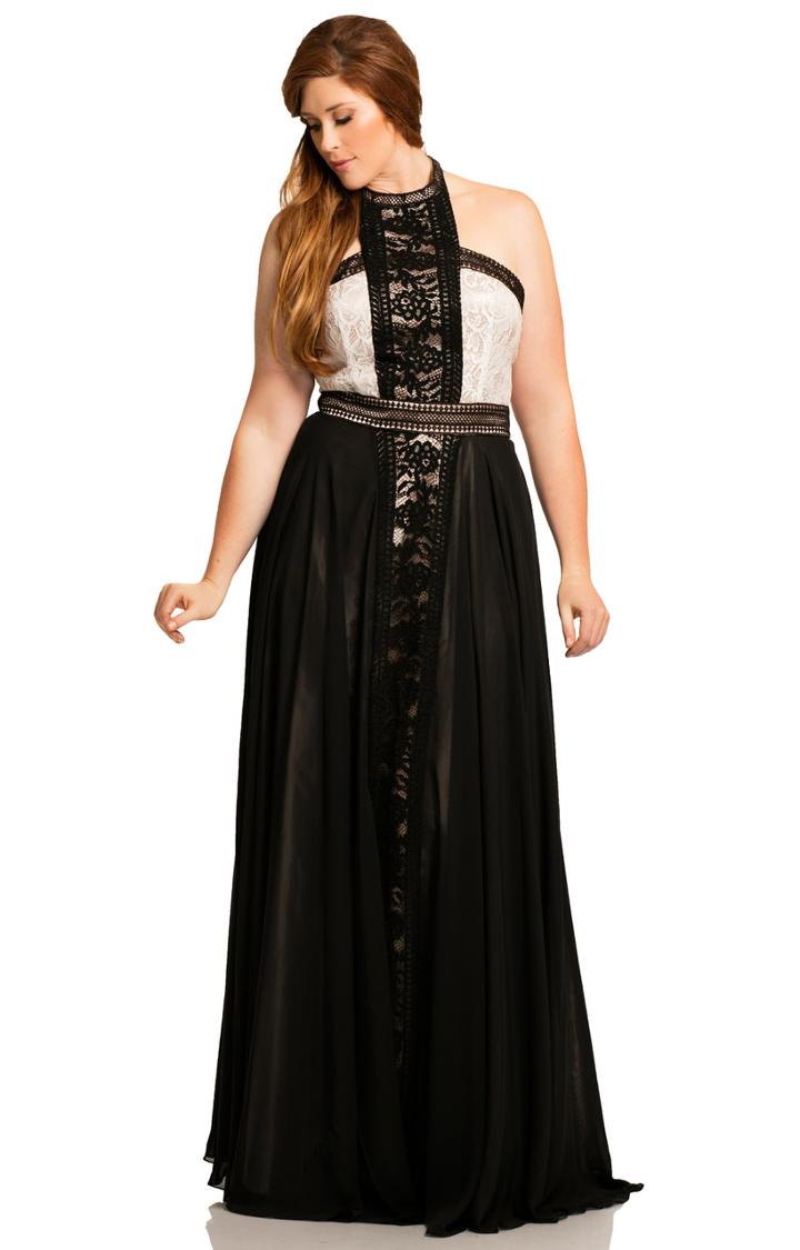 Johnathan Kayne - 8073k Halter Lace Chiffon Dress