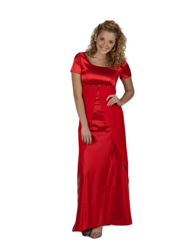 Milano Formals - B8329 Short Sleeve Charmeuse Empire Gown