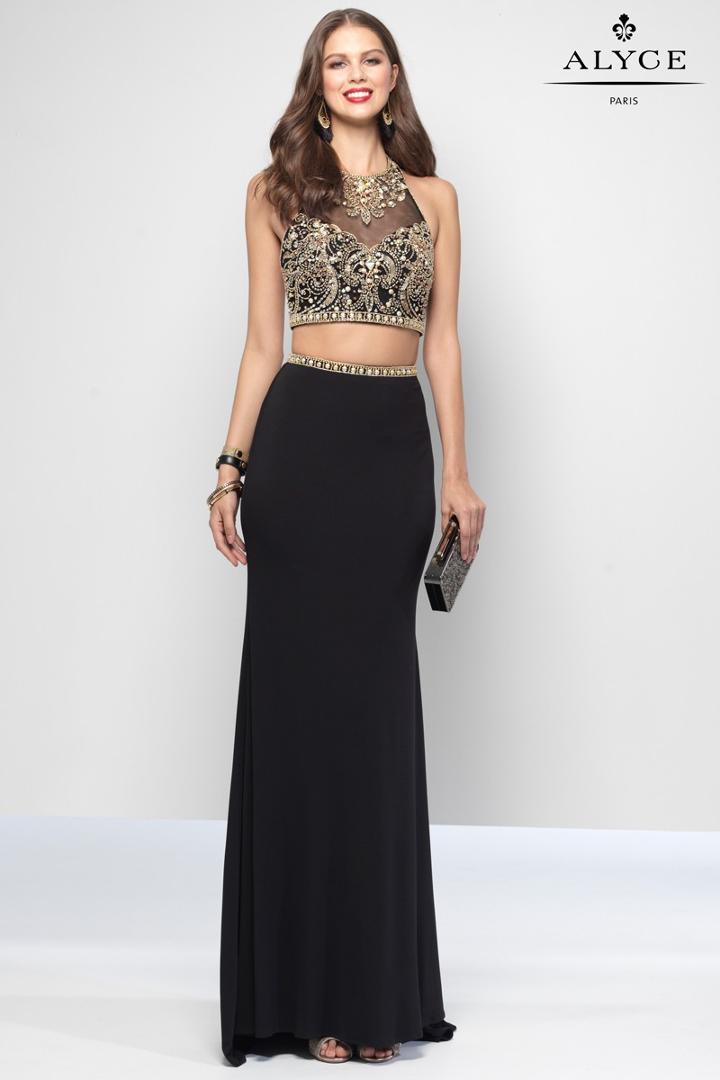 Alyce Paris - 6663 Two Piece Dress In Black Gold