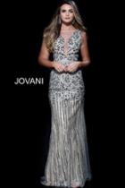 Jovani - 49149 Sequined Lace Illusion Bateau Sheath Dress