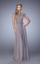 La Femme - 21627 Illusion Lace Chiffon Gown