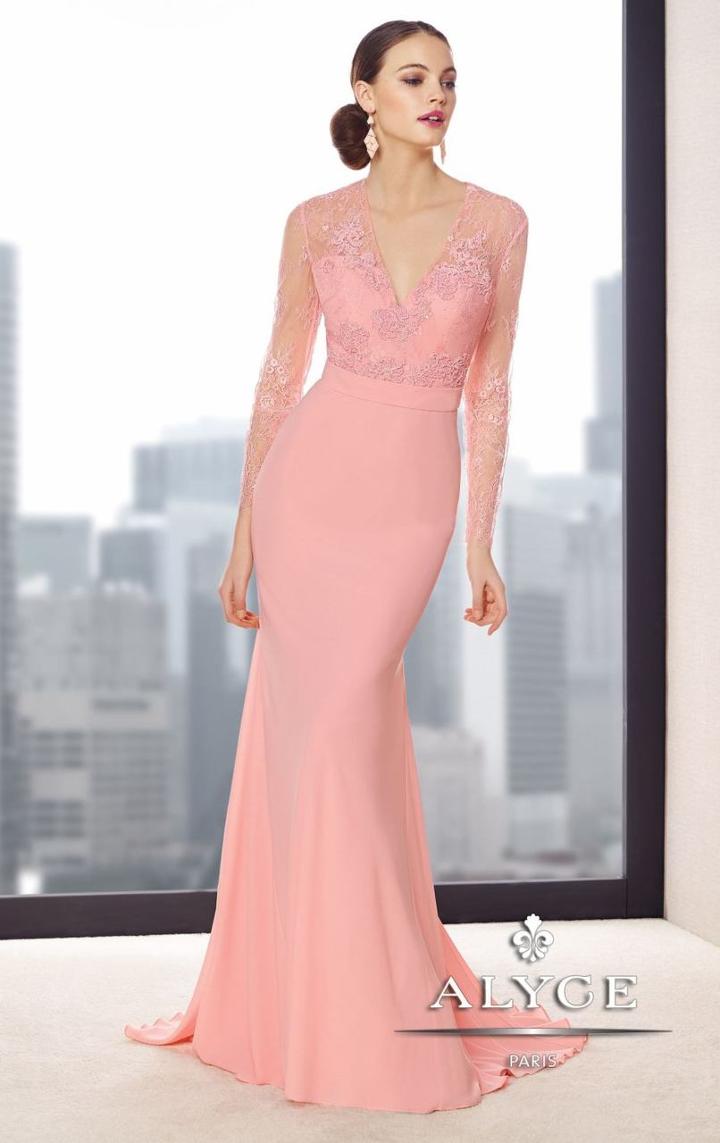 Alyce Paris Mother Of The Bride - V Neck Fit And Flare With Sweep Train Dress 29693