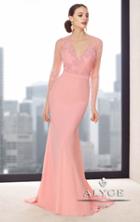Alyce Paris Mother Of The Bride - V Neck Fit And Flare With Sweep Train Dress 29693