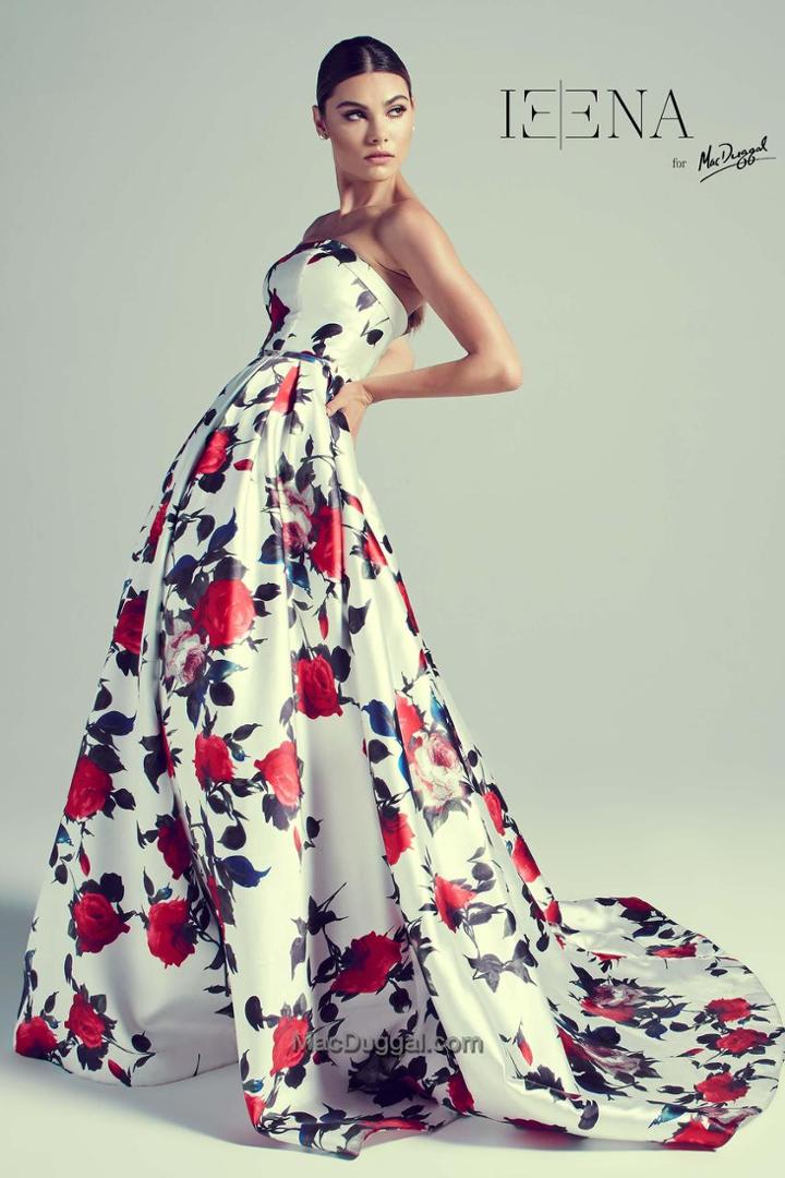 Ieena For Mac Duggal - 30275 I Bustier Gown In White Multi