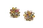 Tresor Collection - Multicolor Tourmaline Flower Stud Earrings In 18k Yellow Gold