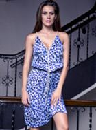 Baccio Couture - Noemi - 2828 Painted Mesh Short Dress In Leopard