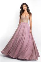 Blush - 5658 Crystal Embellished Cap Sleeves Gown