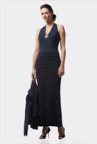 Daymor Couture - 702053 Halter Fitted Brooch Dress