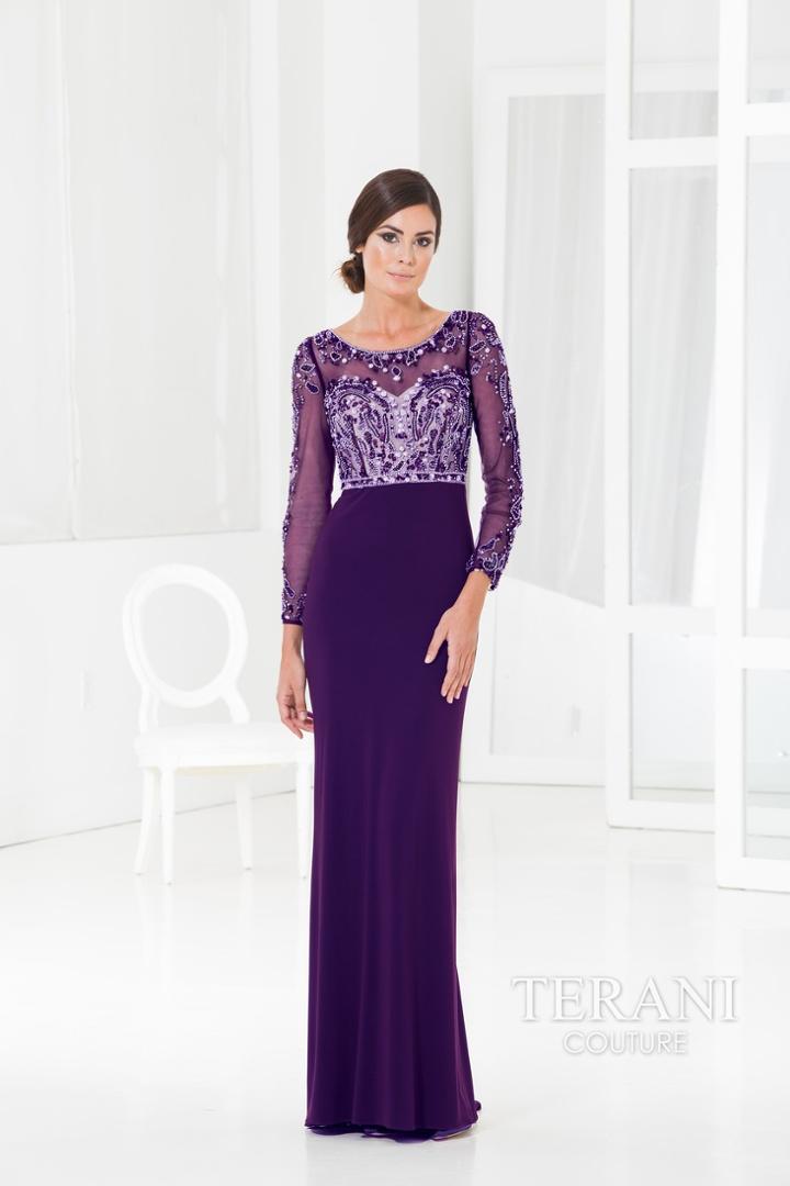 Terani Evening - Embellished Scoop Neck Sheath Gown M3829w