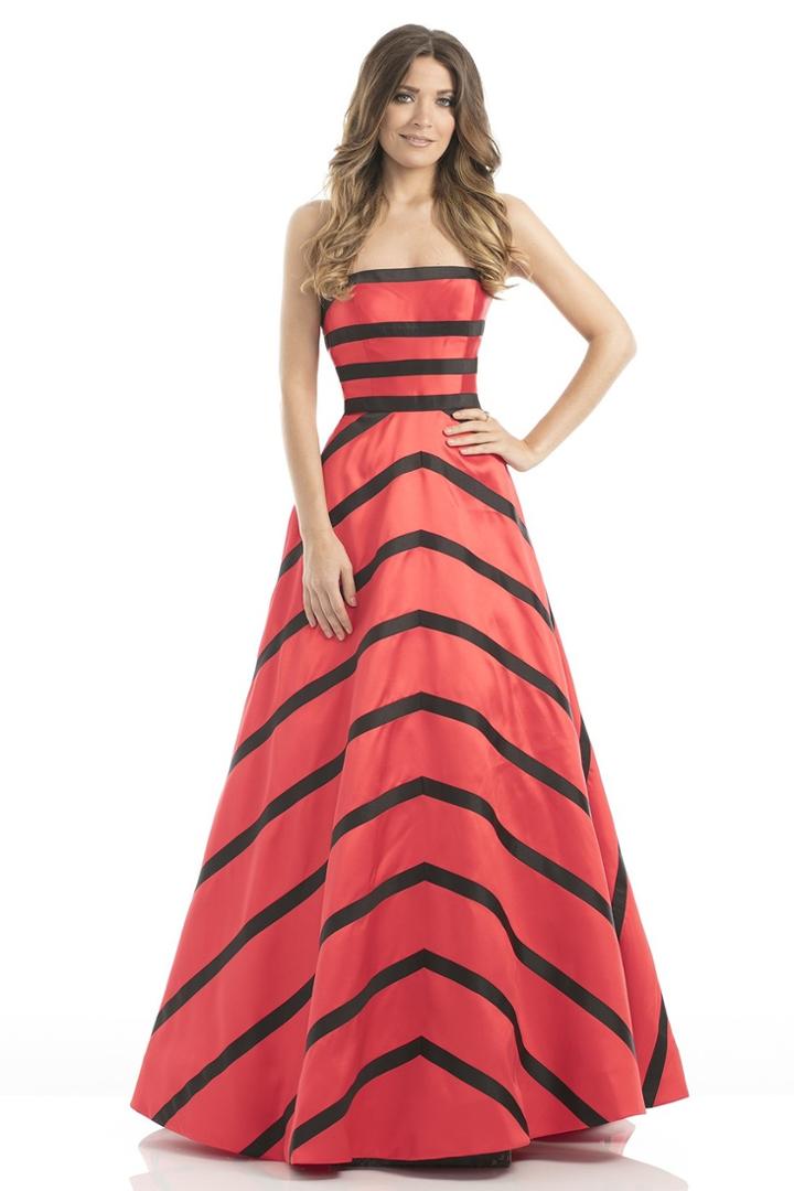 Johnathan Kayne - 6034 Striped Straight Across Ballgown