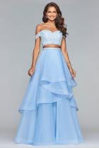 Faviana - S10062 Beaded Off-shoulder Two-piece Organza Gown