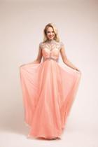 Cinderella Divine - Sheer Embellished Ruched High Neck Dress