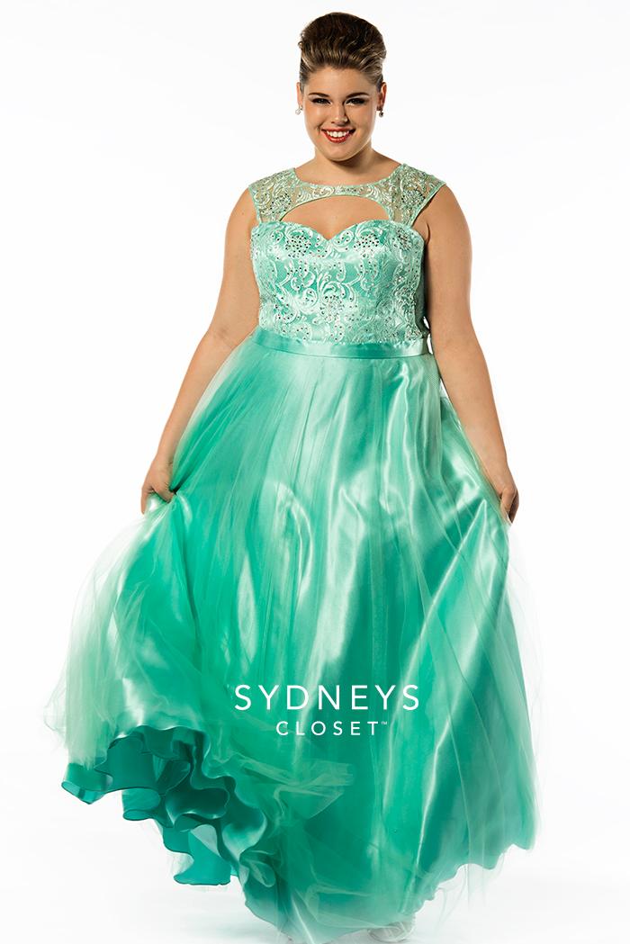 Sydney's Closet - Sc7146 Plus Size Dress In Mint