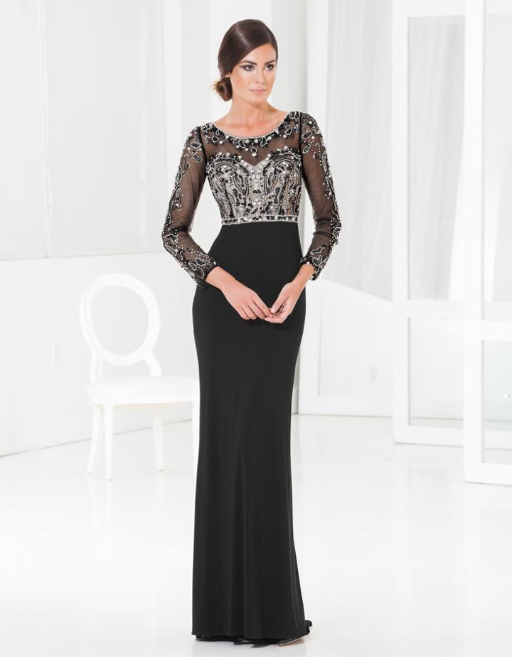 Terani Couture - Embellished Scoop Neck Sheath Gown M3829w