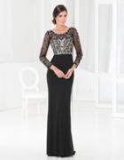 Terani Couture - Embellished Scoop Neck Sheath Gown M3829w