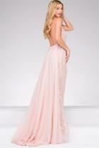 Jovani - Lace Embroidered Prom Dress With Sheer Paneling 45727