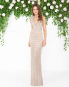 Mac Duggal - 4612d Bead Fringed Sleeveless Sheath Gown