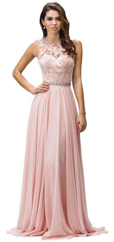 Dancing Queen - Sleeveless Floor Length Open Back Dress 9281