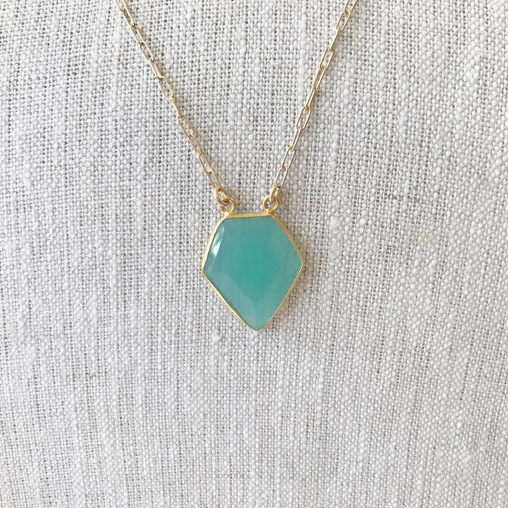 Margaret Elizabeth - Pentagon Pendant Aqua Chalcedony