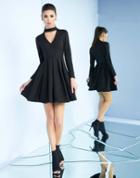 Ieena Duggal - 55172i Long-sleeved Choker Style Cocktail Dress
