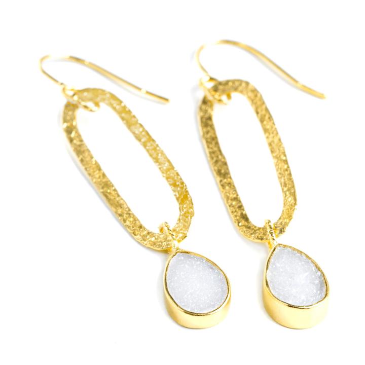 Nina Nguyen Jewelry - Legend White Druzy Vermeil Earrings