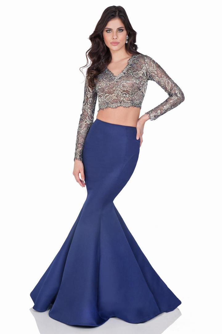 Terani Couture - 1622e1594 Two Piece V-neck Mermaid Dress