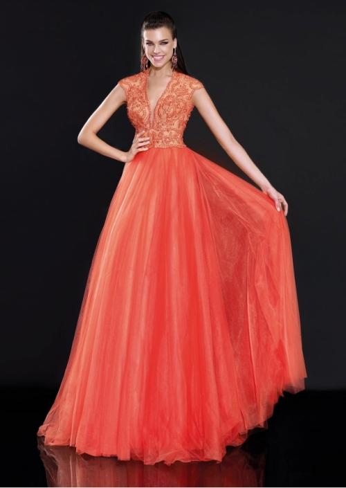Tarik Ediz - Embroidered V-neck Gown 92596