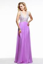 Faviana - S7504 Scalloped V-neck Chiffon Gown