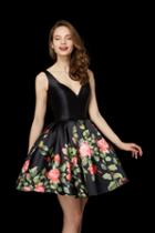 Angela And Alison - 72040 Sleeveless V Neck Pleated Floral Dress