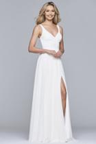 Faviana - S10177 V-neck Sleeveless Chiffon Long Dress
