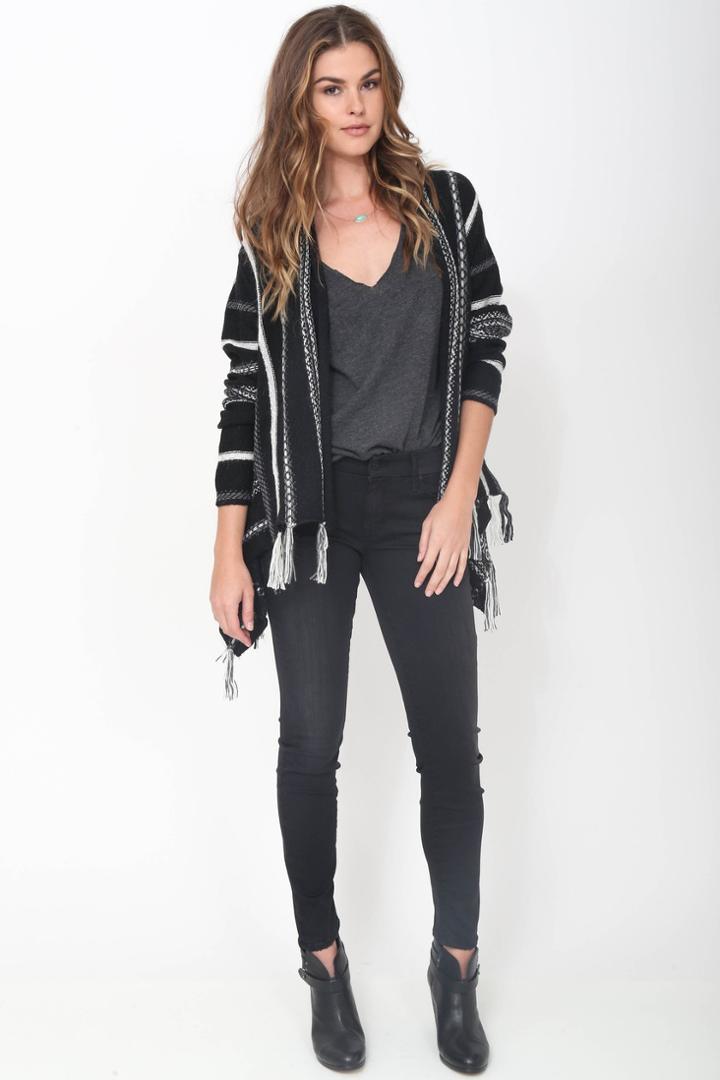 Goddis Kaya Fringe Cardigan In Midnight