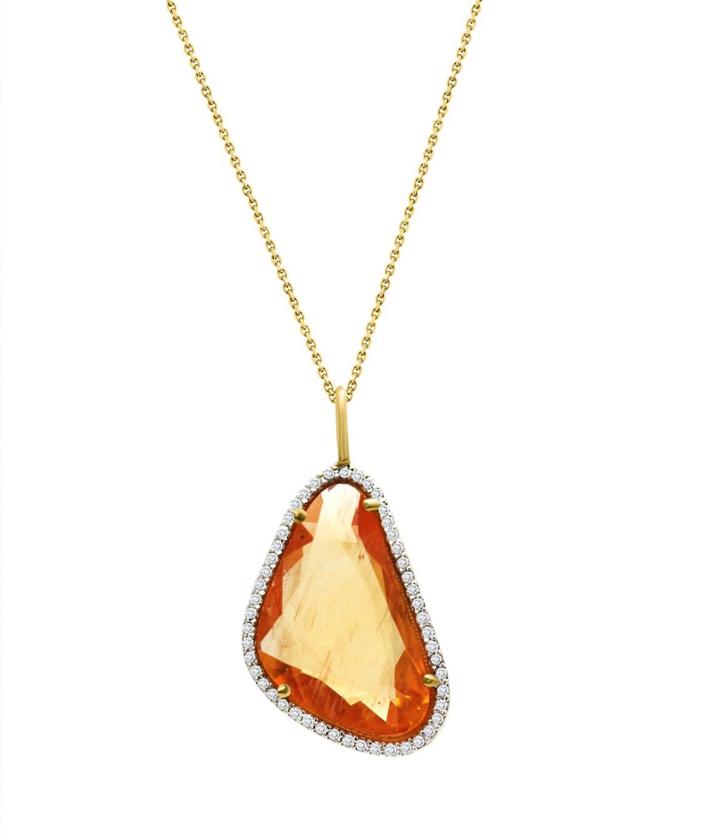 Tresor Collection - Yellow Sapphire Pendant With Diamond Pave All Around In 18k Yellow Gold