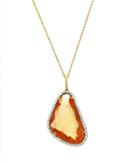 Tresor Collection - Yellow Sapphire Pendant With Diamond Pave All Around In 18k Yellow Gold