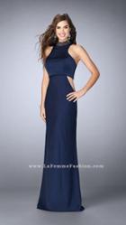La Femme - Chic High Collar Sculpted Sheath Long Evening Gown 23750