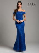 Lara Dresses - 29947 Lace Embellished Off-shoulder Trumpet Dress