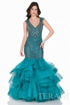 Terani Evening - Ostentatious V-neck Ruffled Mermaid Gown 1622gl1990