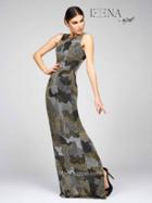 Ieena For Mac Duggal - 1053 High Neck Dress In Black Multi