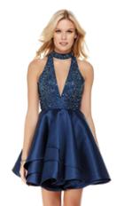 Alyce Paris - 3808 Plunging Cutout Asymmetrically Tiered Dress