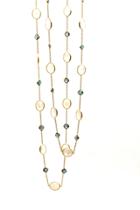 Tresor Collection - Rainbow Moonstone & London Blue Topaz Long Necklace In 18k Yellow Gold