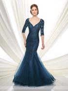 Ivonne D By Mon Cheri - V-neck Tulle Trumpet Gown 216d50