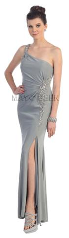 Curve-flattering Jewel Embellished Asymmetrical Neck Fit And Flare Dress