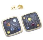 Nina Nguyen Jewelry - Petite Square Gold & Oxidized Studs