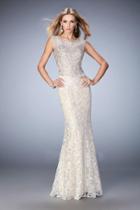 Gigi - 22934 Cap Sleeve Lace Embellished Evening Gown