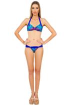 Caffe Swimwear - Knot Halter Bikini In Multi Color Snake